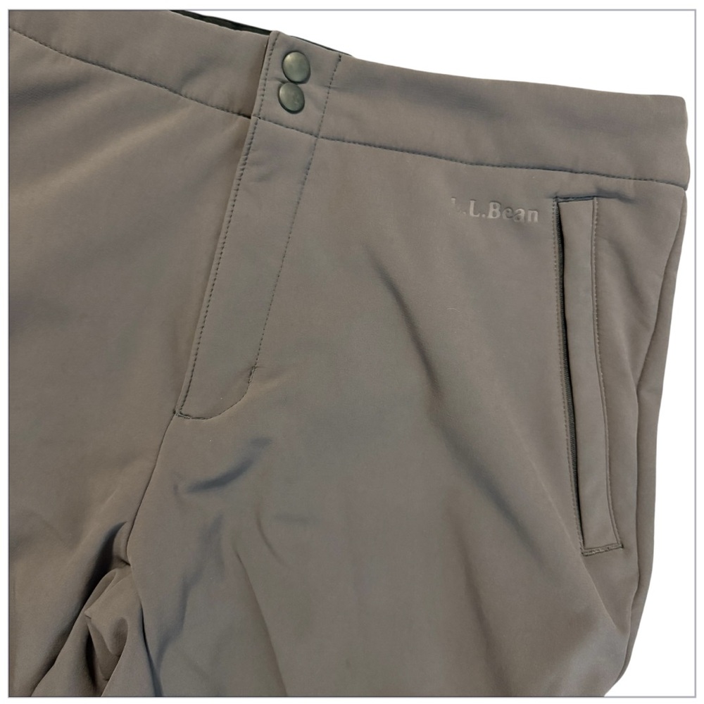 LL Bean Snow Pants Mens Large Grey Soft Shell Fleece Lined Snowboard Ski Winter